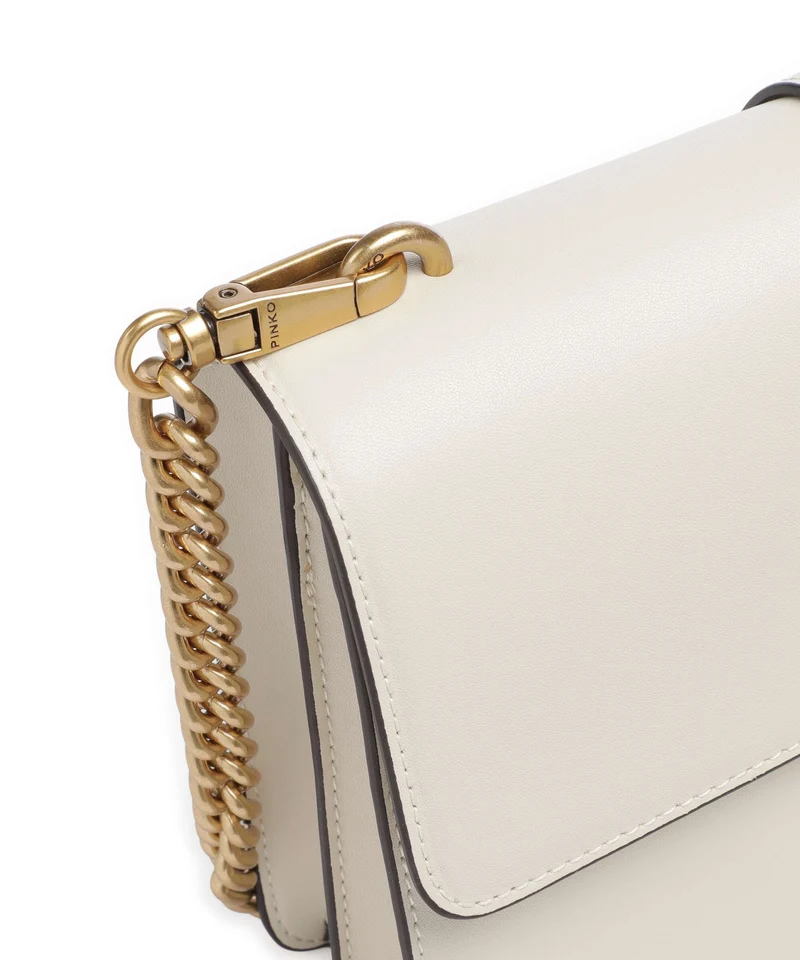Pinko Love One Classic New Buckle Bandolera bianco seta/antique gold