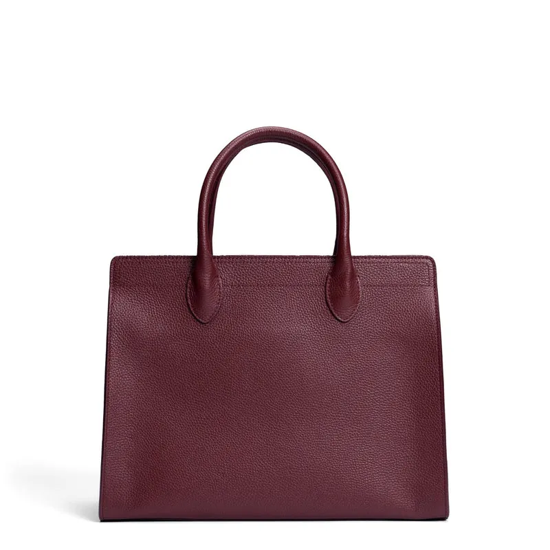 Isabel Bernard Honoré Nadine bordeauxrode kalfsleren handtas met 13 inch laptopvak IB25110-052-13