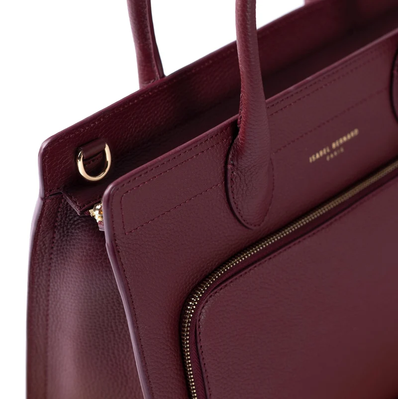 Isabel Bernard Honoré Nadine bordeauxrode kalfsleren handtas met 13 inch laptopvak IB25110-052-13