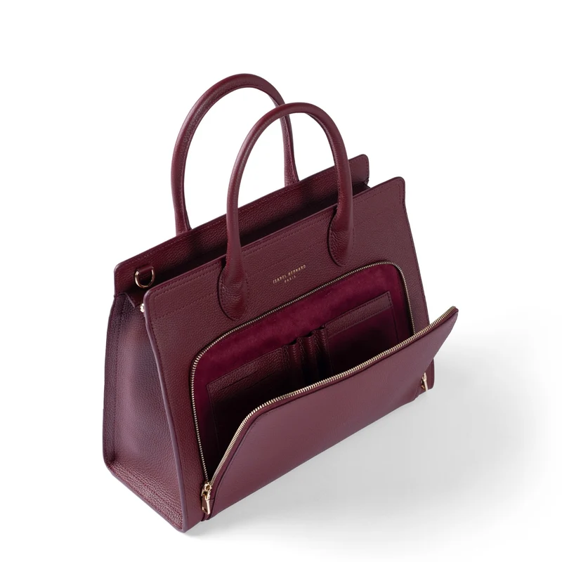 Isabel Bernard Honoré Nadine bordeauxrode kalfsleren handtas met 13 inch laptopvak IB25110-052-13