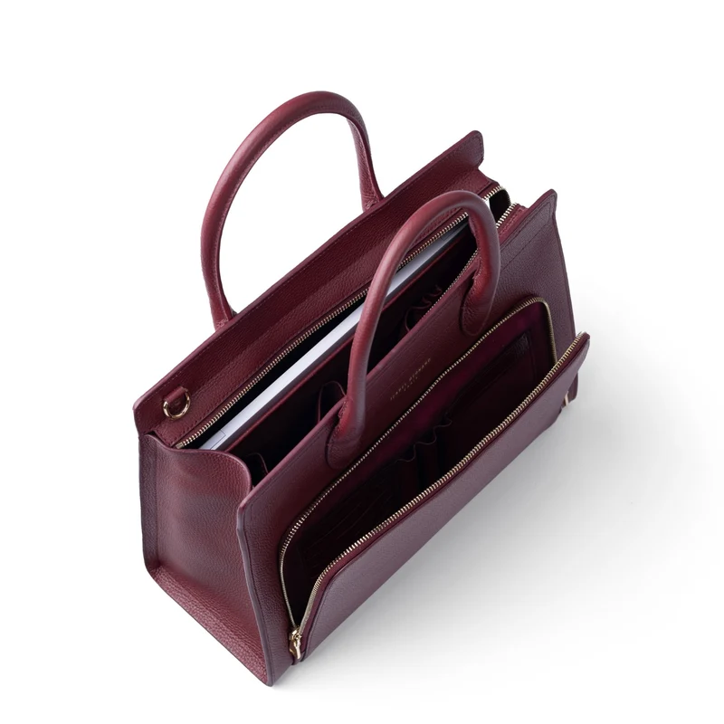 Isabel Bernard Honoré Nadine bordeauxrode kalfsleren handtas met 13 inch laptopvak IB25110-052-13