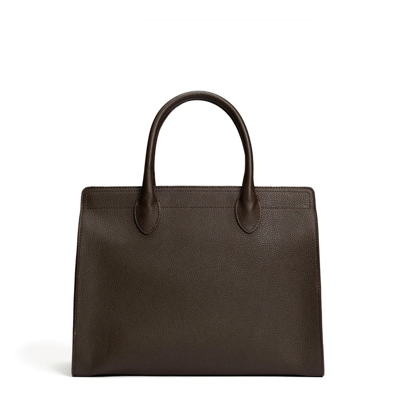 Isabel Bernard Honoré Nadine donkerbruine kalfsleren handtas met 13 inch laptopvak IB25110-031-13