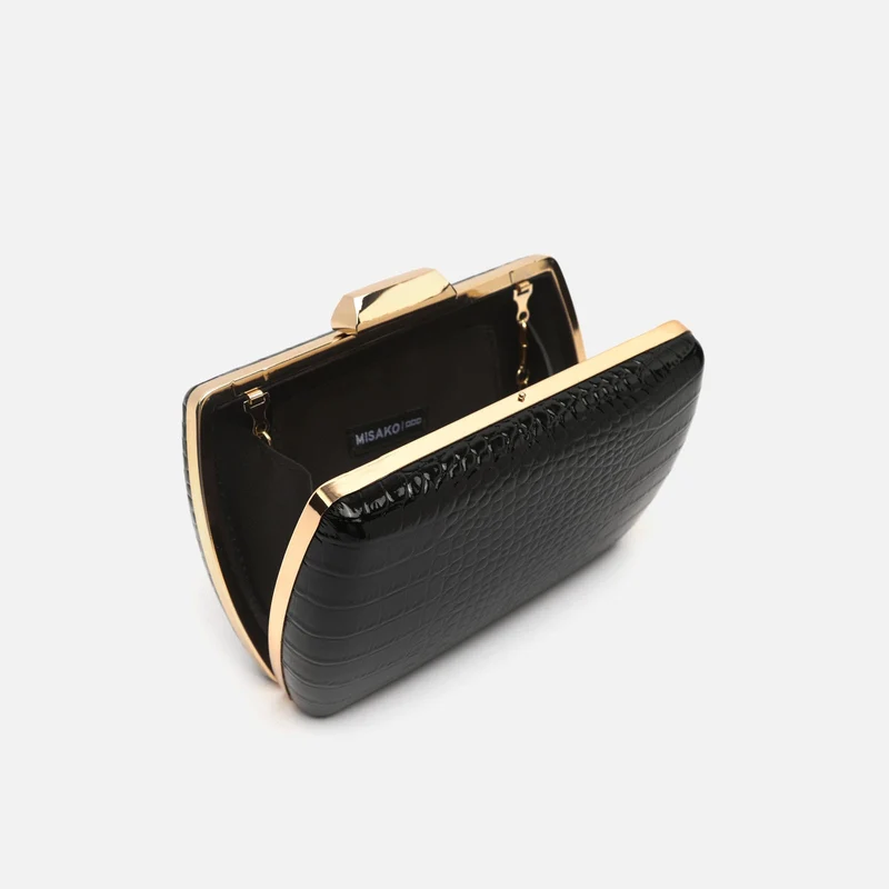 Ilse bolso de mano de fiesta con correa animal print metalizado ED.