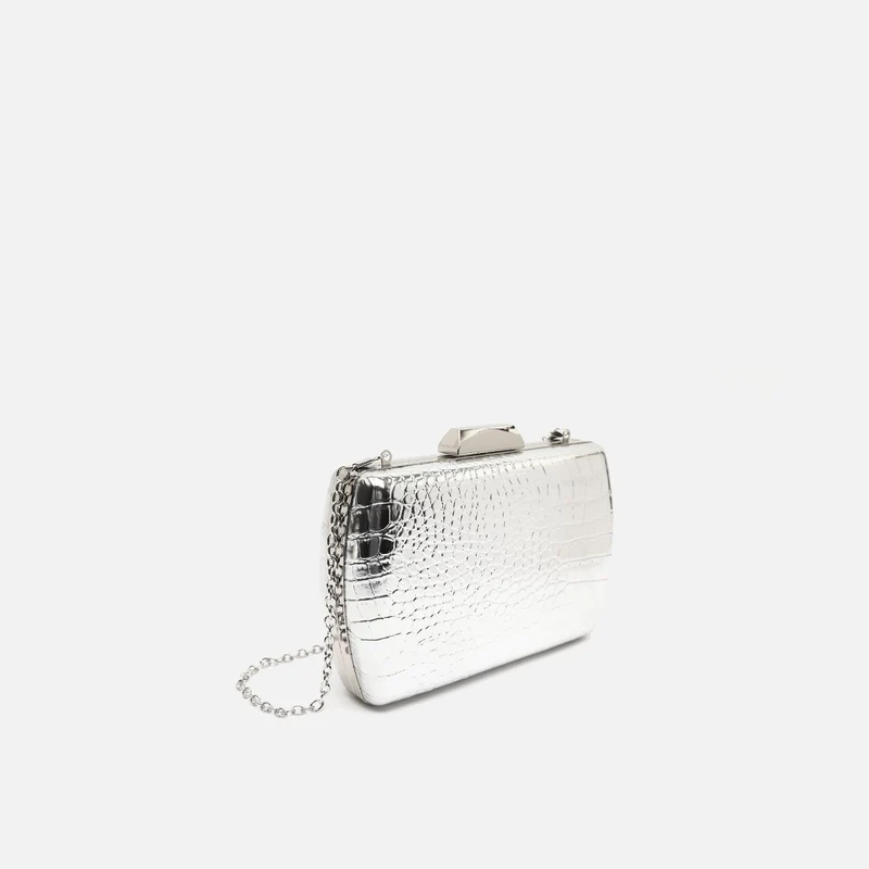 Ilse bolso de mano de fiesta con correa animal print metalizado ED.