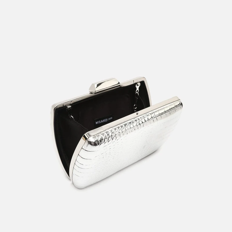 Ilse bolso de mano de fiesta con correa animal print metalizado ED.