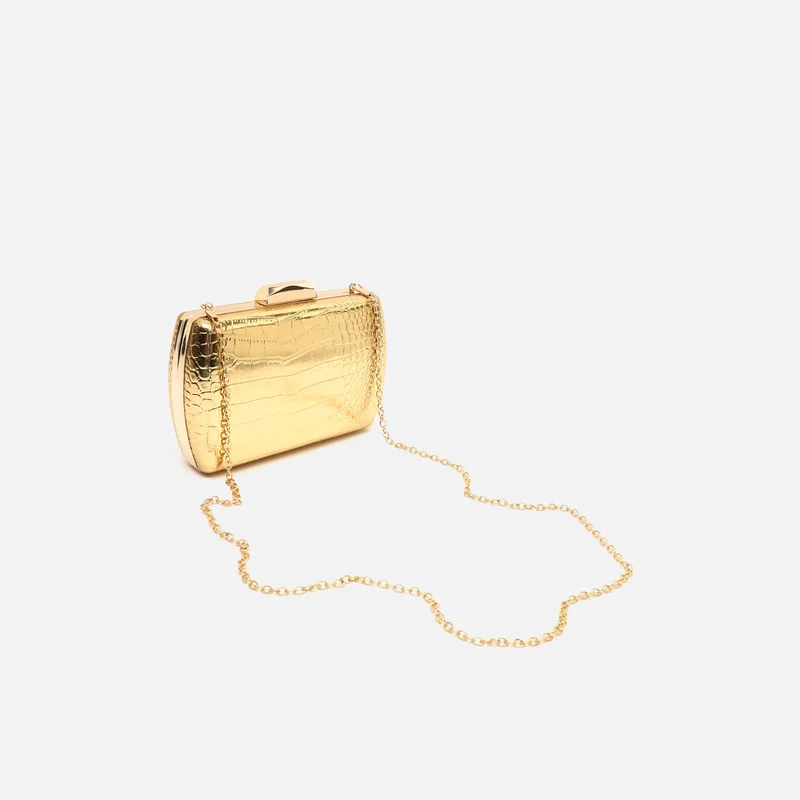 Ilse bolso de mano de fiesta con correa animal print metalizado ED.