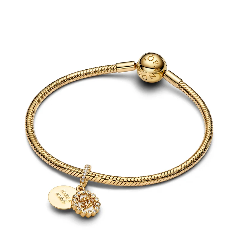 Pandora Moments Gold Plated Happy Birthday Hangende Bedel 763787C01