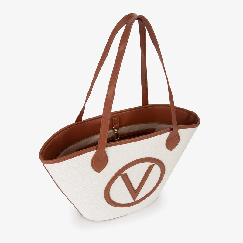 Valentino Bags Covent Beige & Brown Shopper VBS7QO02CANNATURALE/CUOIO