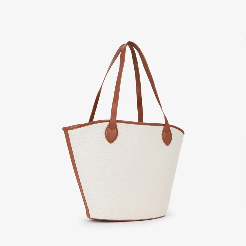 Valentino Bags Covent Beige & Brown Shopper VBS7QO02CANNATURALE/CUOIO