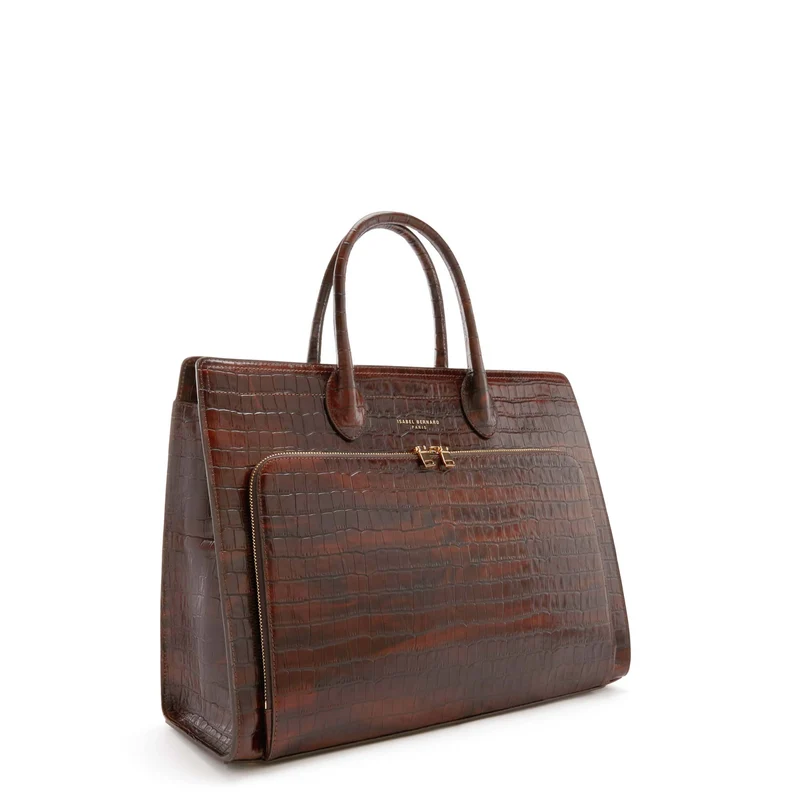 Isabel Bernard Honoré Nadine Croco Bruine Handtas van Kalfsleer IB25034