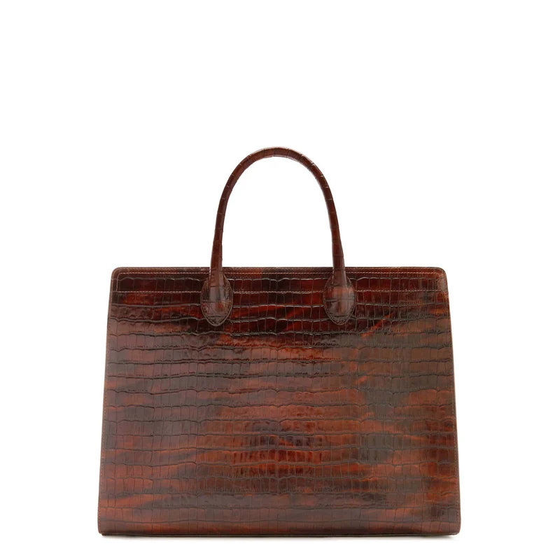 Isabel Bernard Honoré Nadine Croco Bruine Handtas van Kalfsleer IB25034
