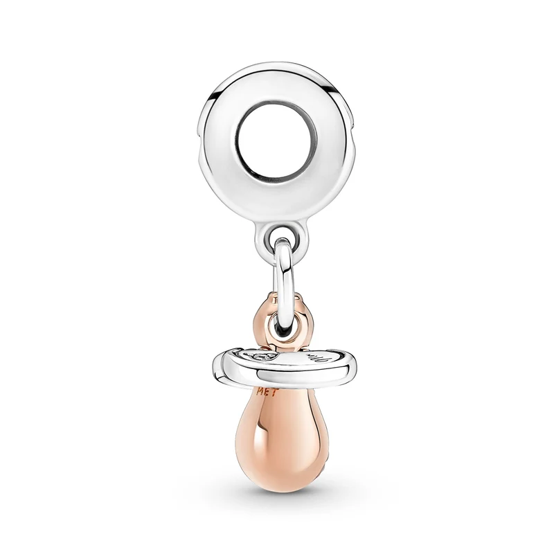 Pandora Moments 925 Sterling Silver Baby Pacifier Dangle Charm Rose Gold Plated 781490C01