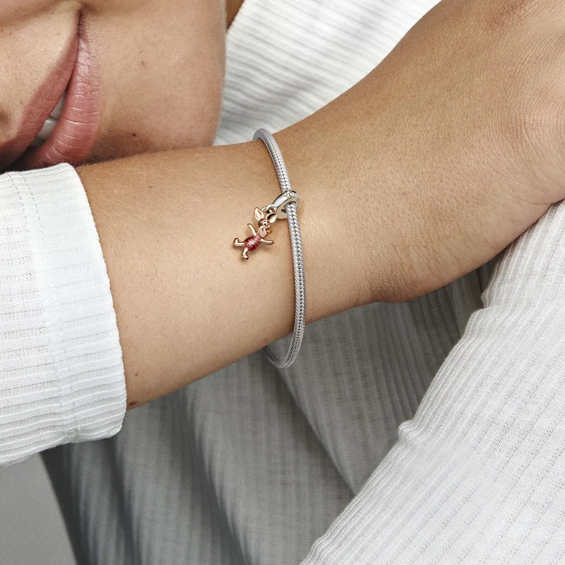 Pandora Disney 925 Sterling Silver Winnie The Pooh Piglet Charm 782208C01with14K RoseGold Plating
