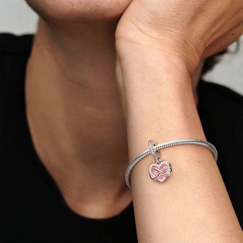 Pandora Moments 925 Sterling Silver Infinity Heart Charm with 14 Carat RoseGold Plating 788878C01