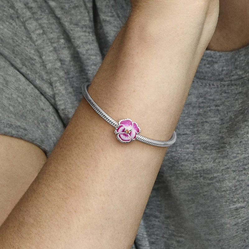 Pandora Moments 925 Sterling Silver Roze Viooltje Bedel 790777C01