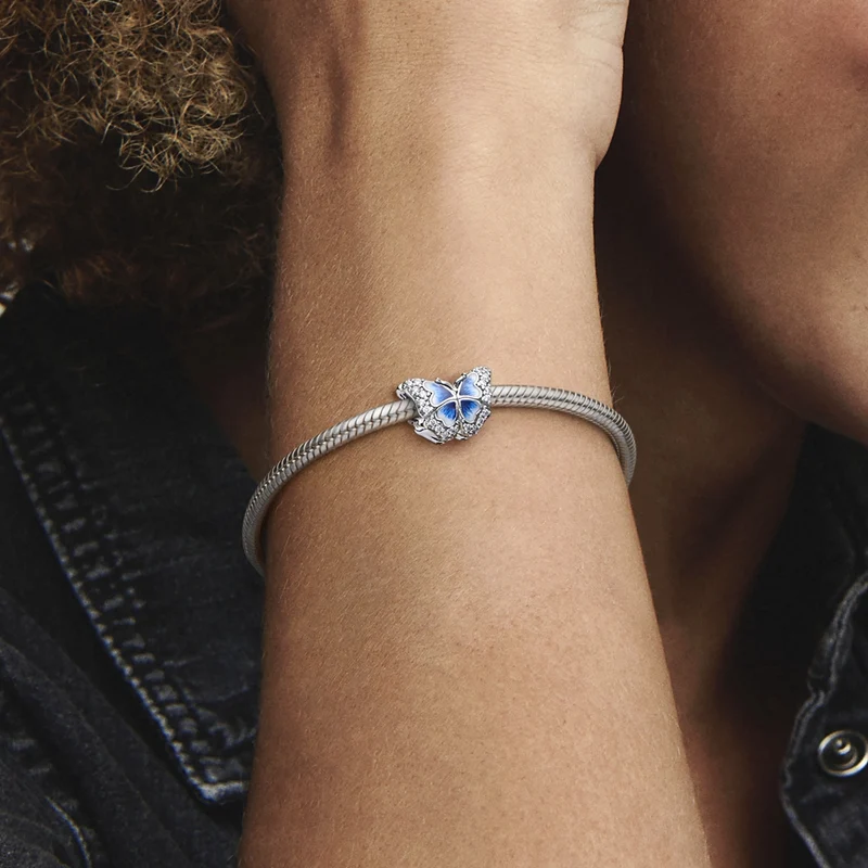Pandora Moments 925 Sterling Silver Blauwe Vlinder Sprankelende Bedel 790761C01