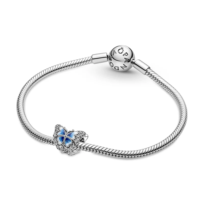 Pandora Moments 925 Sterling Silver Blauwe Vlinder Sprankelende Bedel 790761C01