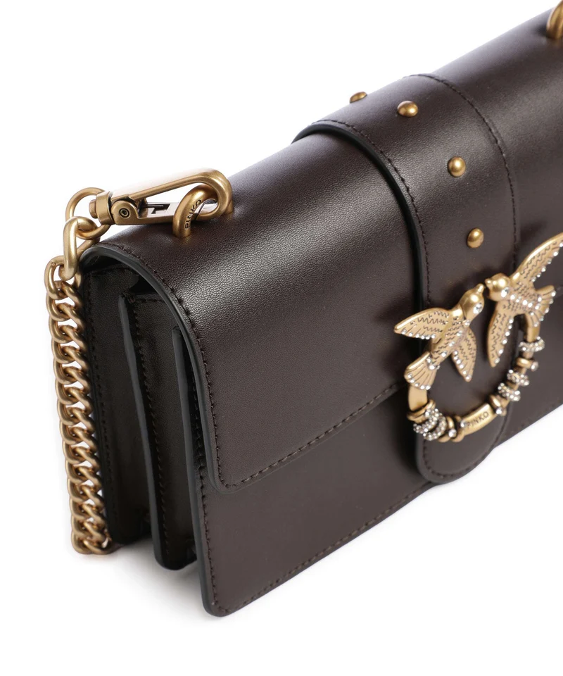 Pinko Love One Mini New Buckle Bandolera marrone marasca/antique gold