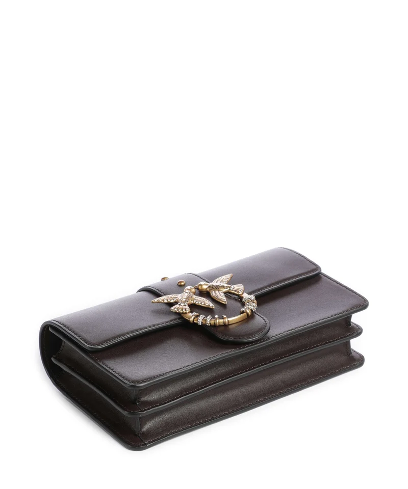 Pinko Love One Mini New Buckle Bandolera marrone marasca/antique gold