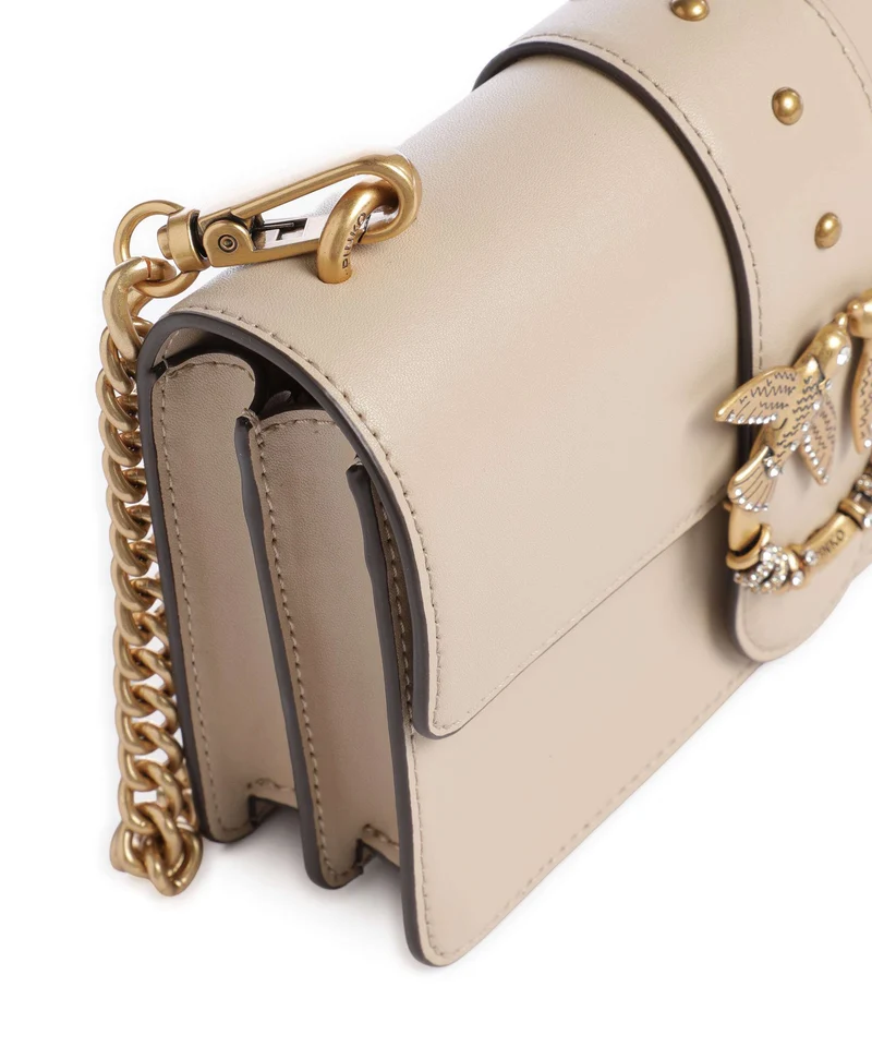 Pinko Love One Mini New Buckle Bandolera beige/grigio fumo/antique gold