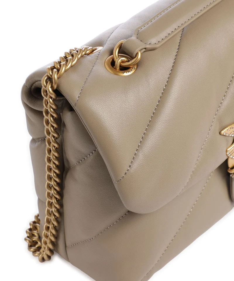 Pinko Love Puff Classic New Buckle Bolso de hombro grigio talpa/antique gold