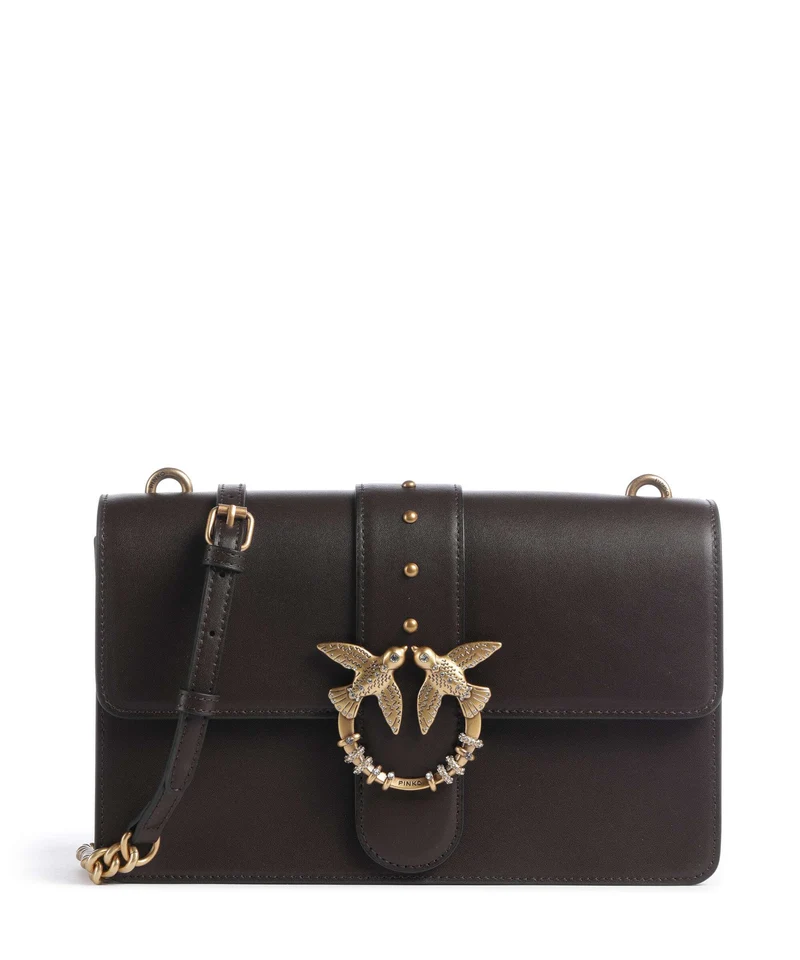 Pinko Love One Classic New Buckle Bandolera marrone marasca/antique gold