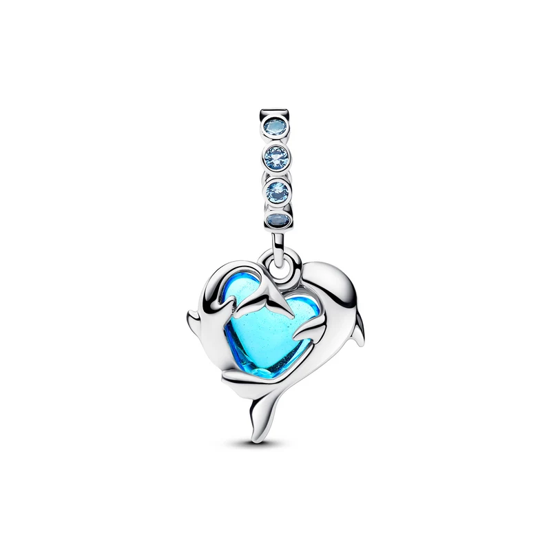 Pandora Moments 925 Sterling Zilveren Blauwe Murano Glas Dolfijnen Bedel 793924C01