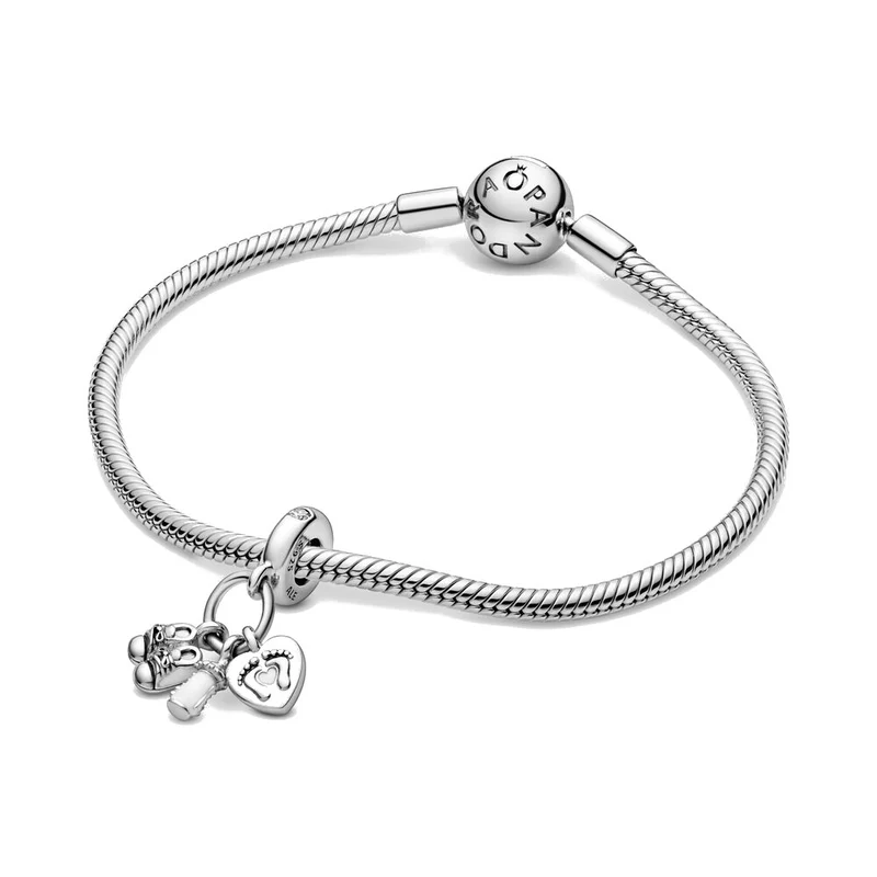 Pandora People 925 Sterling Silver Baby Bottle en Shoes Hangende Bedel 798106CZ