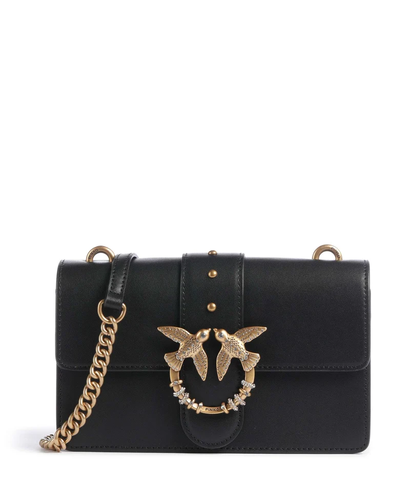 Pinko Love One Mini New Buckle Bandolera nero/antique gold