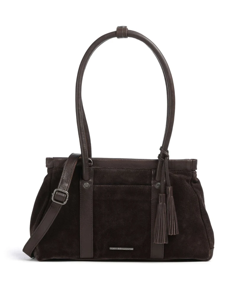 Spikes & Sparrow Suede Mix Milania Bolso de hombro dark brown