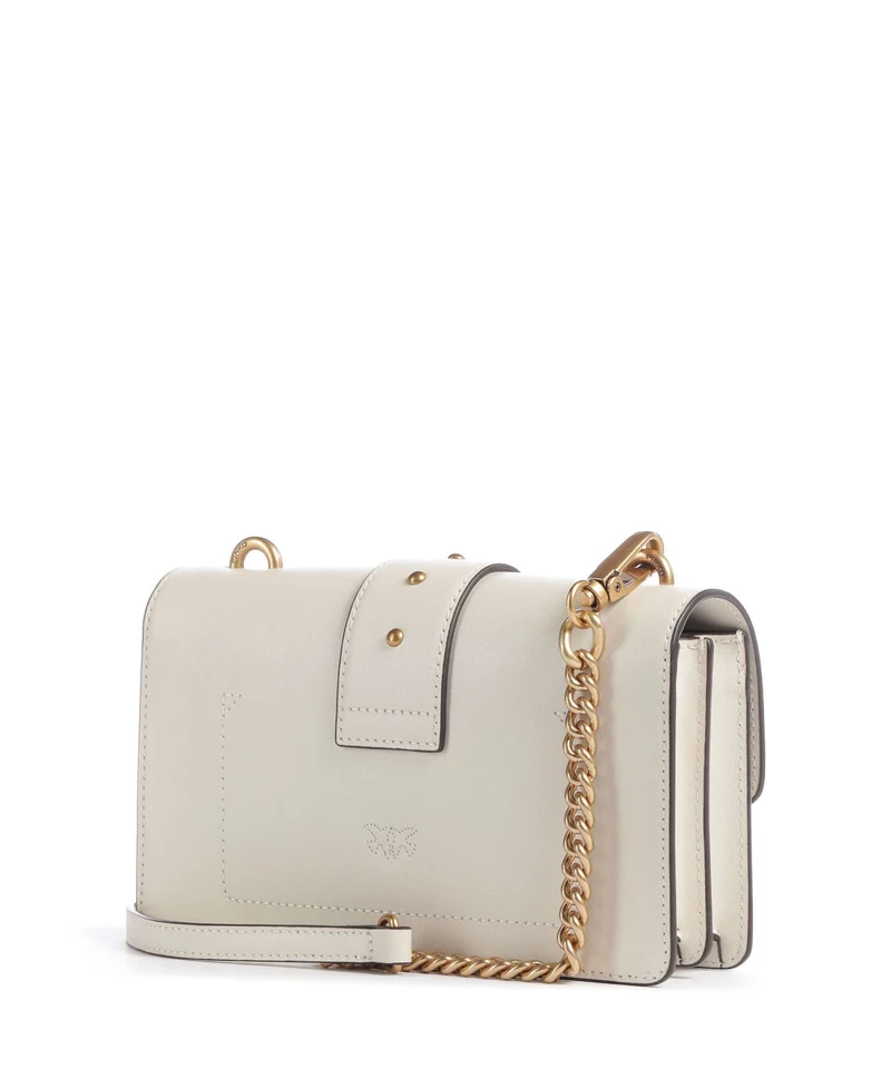 Pinko Love One Mini New Buckle Bandolera bianco seta/antique gold