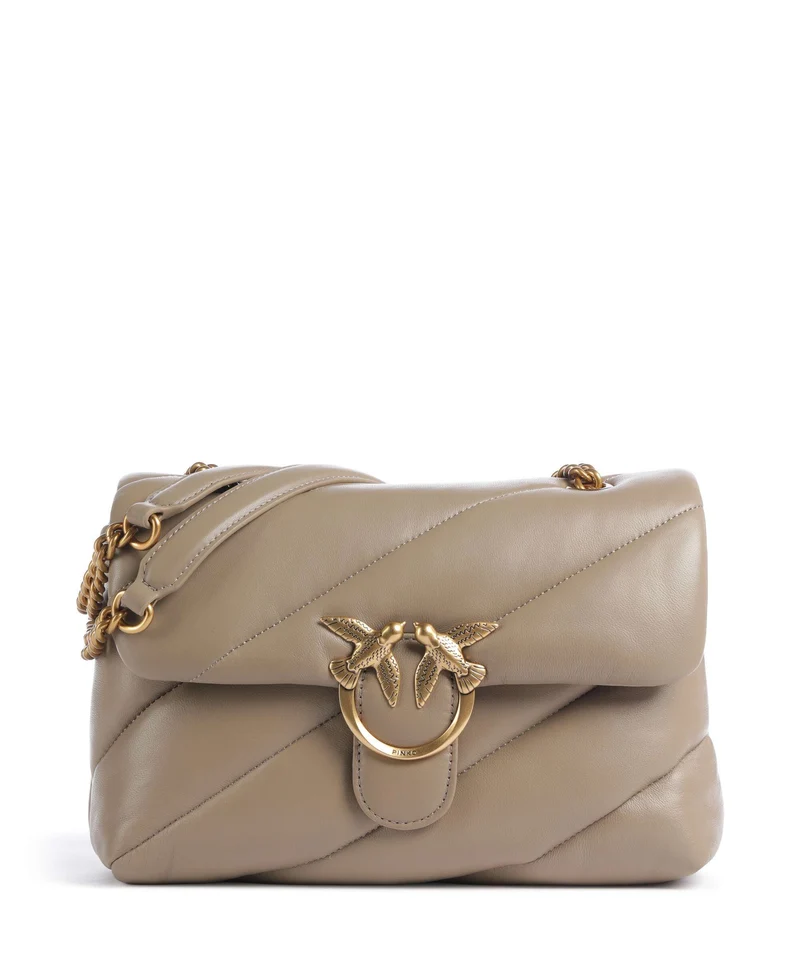 Pinko Love Puff Classic Bolso de hombro grigio talpa/antique gold