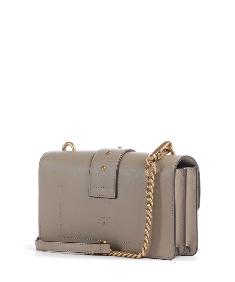 Pinko Love One Mini New Buckle Bandolera grigio talpa/antique gold
