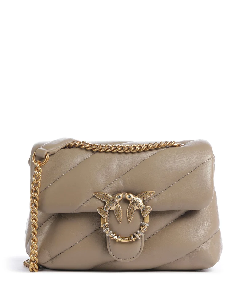 Pinko Love Puff Mini New Buckle Bolso de hombro grigio talpa/antique gold