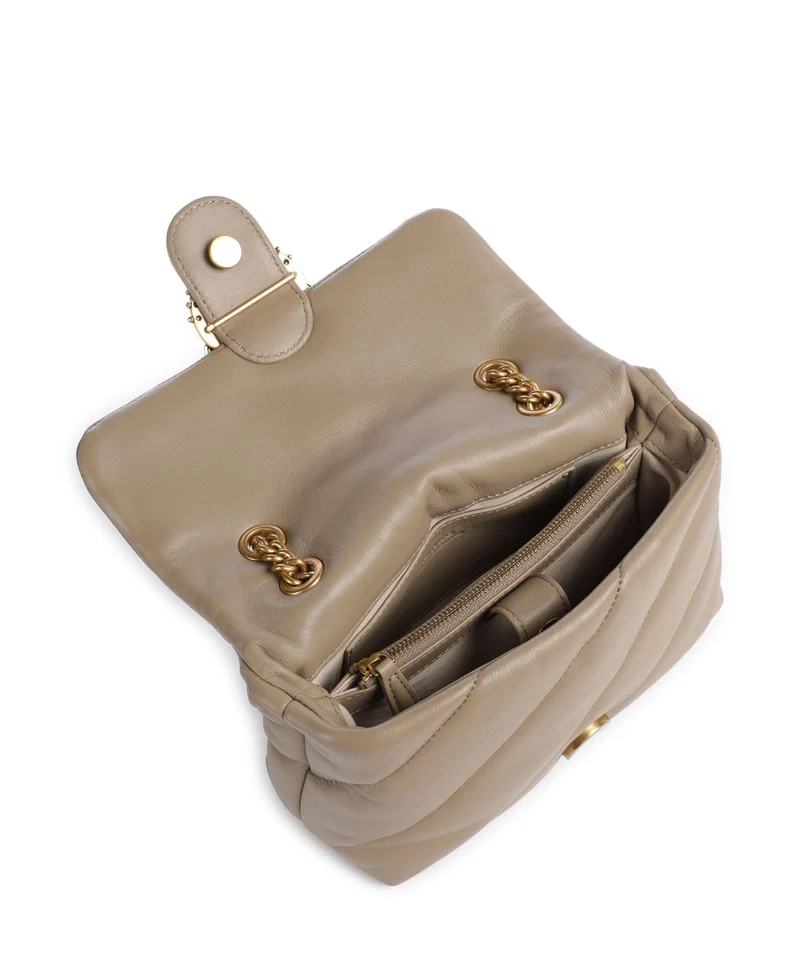 Pinko Love Puff Mini New Buckle Bolso de hombro grigio talpa/antique gold