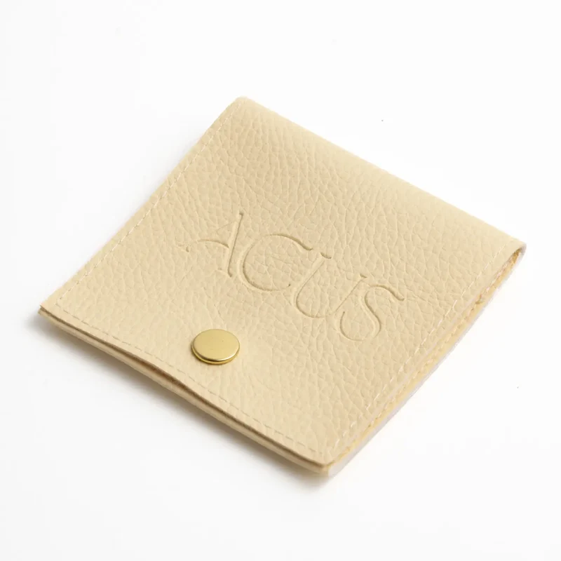 Bolsa De Polipiel Beige Crema Botón