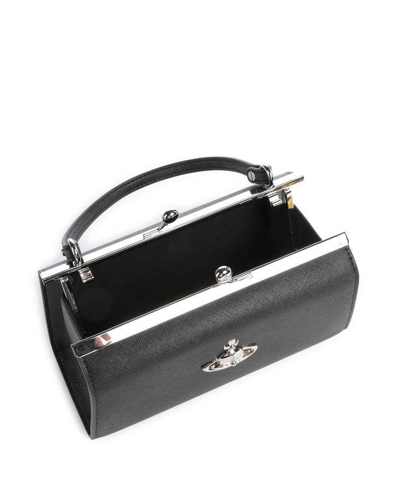 Vivienne Westwood Doll Frame Saffiano XL Bolso de mano black