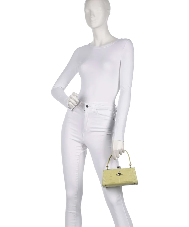 Vivienne Westwood Doll Frame Embossed Croc XL Bolso de mano lime green
