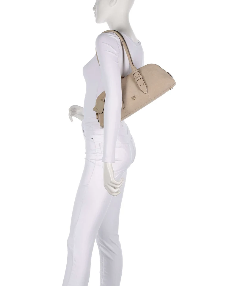 Pinko Bowling Horizontal Big Bolso de hombro beige/grigio fumo/antique gold