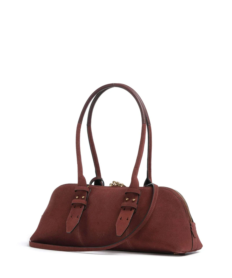 Pinko Bowling Horizontal Big Bolso de hombro burgundy wine/antique gold