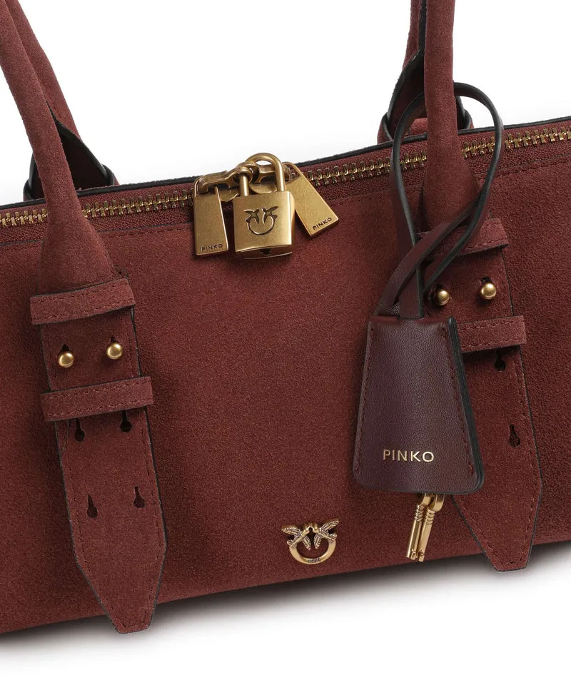 Pinko Bowling Horizontal Big Bolso de hombro burgundy wine/antique gold