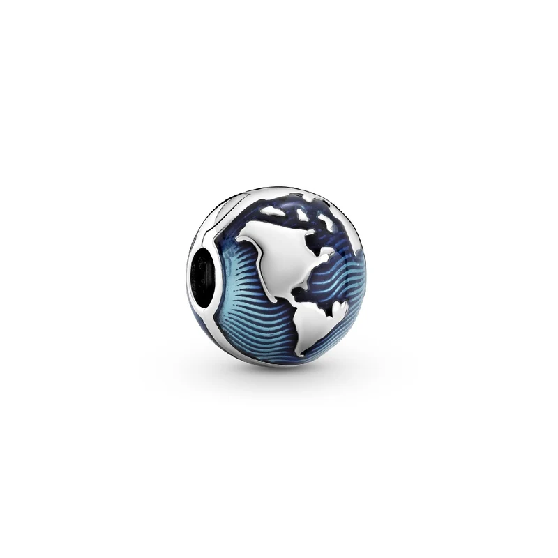 Pandora Places 925 Sterling Silver Blauwe Wereldbol Clip Bedel 799429C01