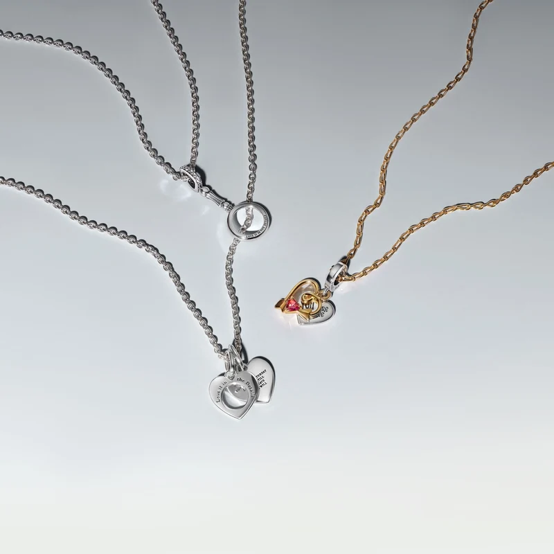 Pandora Love 925 Sterling Silver and Gold Plated Hart en Boog Dubbele Bedel 763622C01