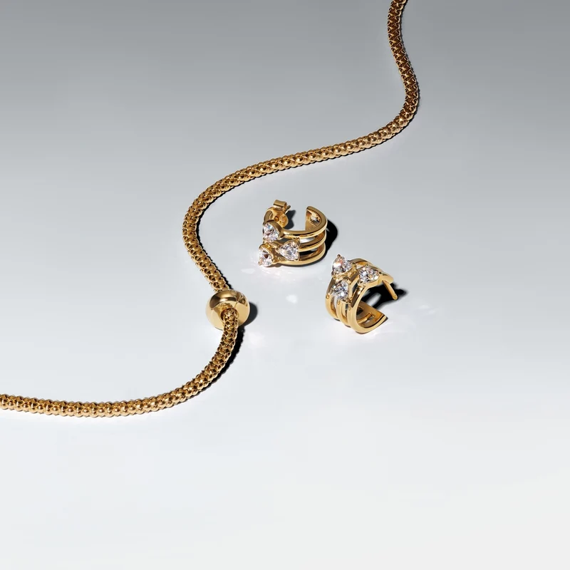 Pandora Clips and Safety Chains Gold coloured Heart closure clip Charm 763678C00