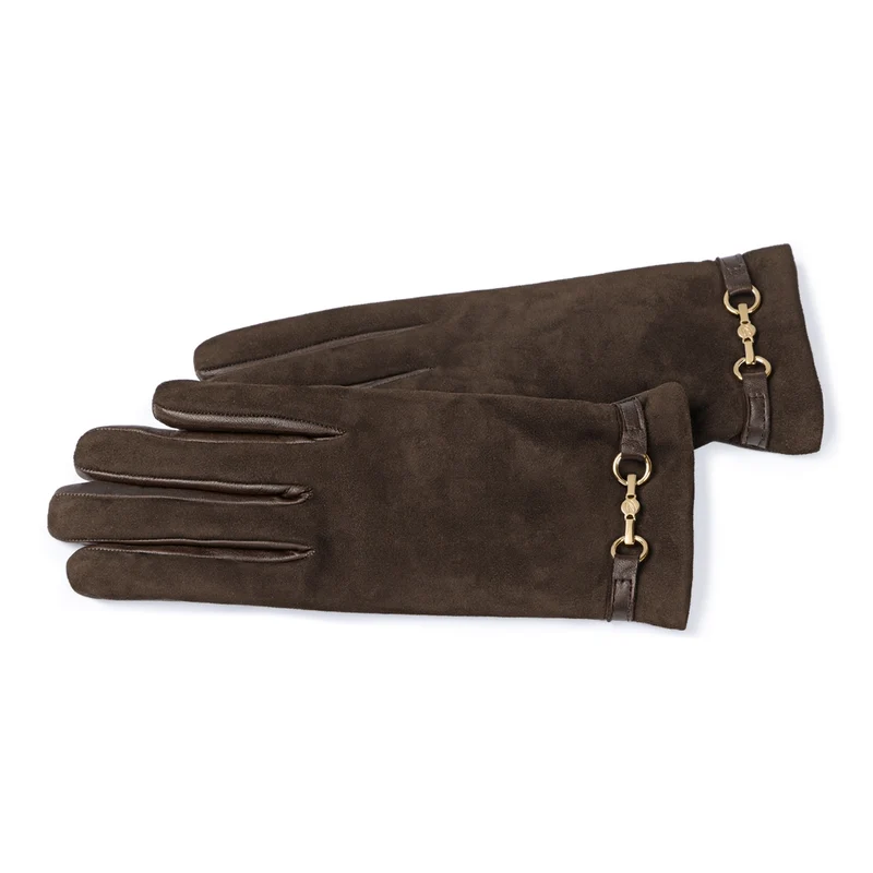 Isabel Bernard Isabel Bernard Honoré Marcelia donkerbruine suède leren handschoenen van geitenleer IB67001-131-6.5