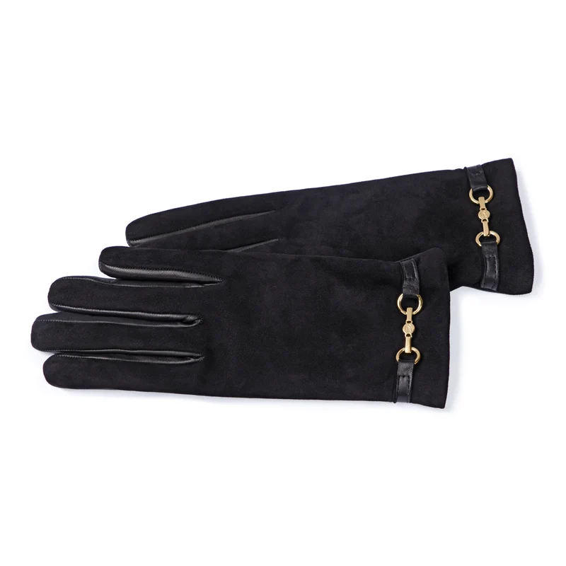 Isabel Bernard Isabel Bernard Honoré Marcelia zwarte suède leren handschoenen van geitenleer IB67001-101-7.5