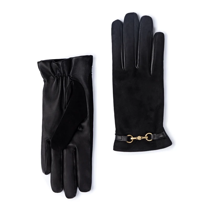 Isabel Bernard Isabel Bernard Honoré Marcelia zwarte suède leren handschoenen van geitenleer IB67001-101-7.5