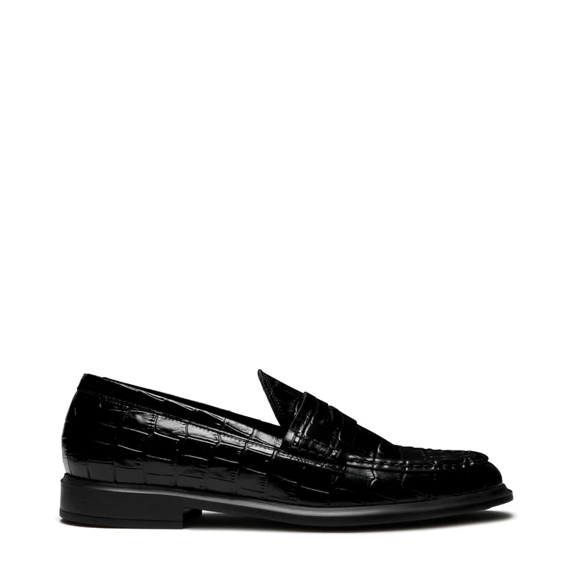 Isabel Bernard Vendôme Blandine Croco Zwarte Kalfsleren Loafers IB51015-201-38