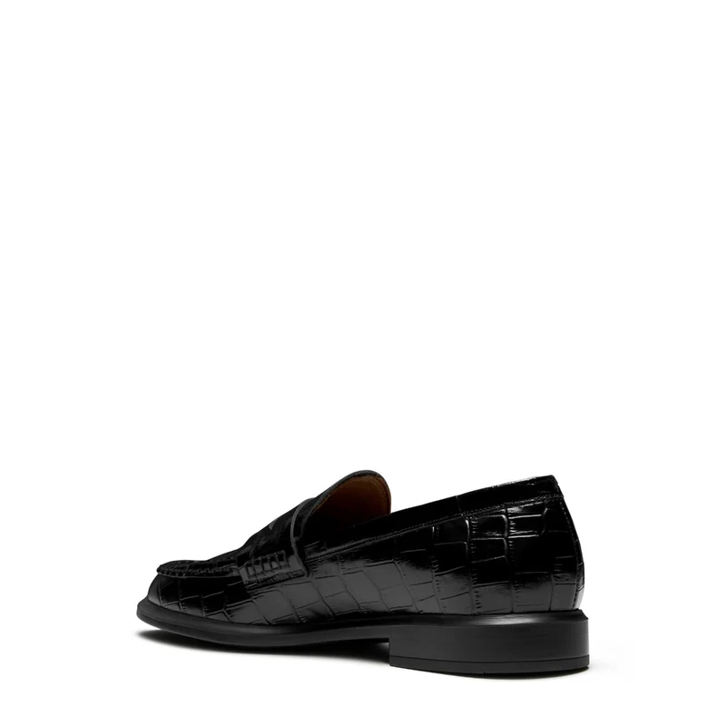 Isabel Bernard Vendôme Blandine Croco Zwarte Kalfsleren Loafers IB51015-201-38
