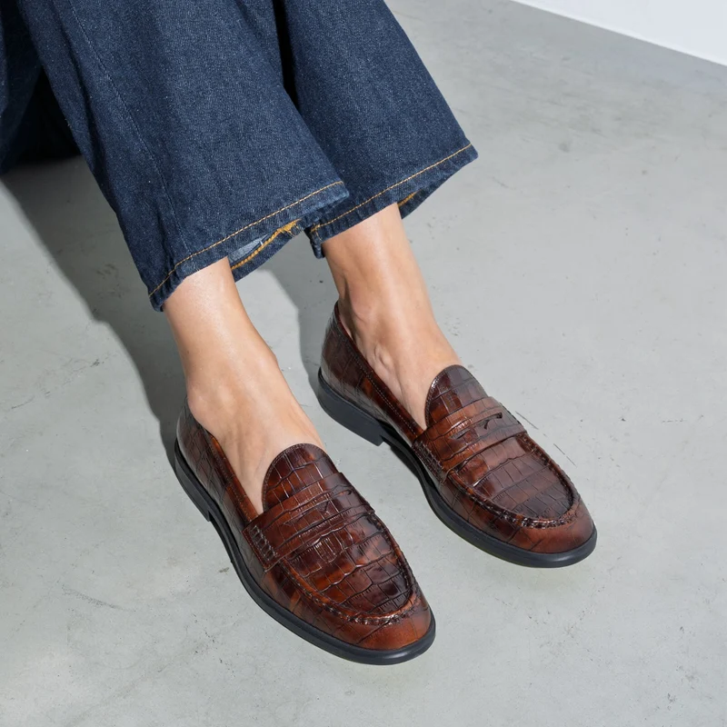Isabel Bernard Vendôme Blandine Croco Bruine Kalfsleren Loafers IB51015-230-37